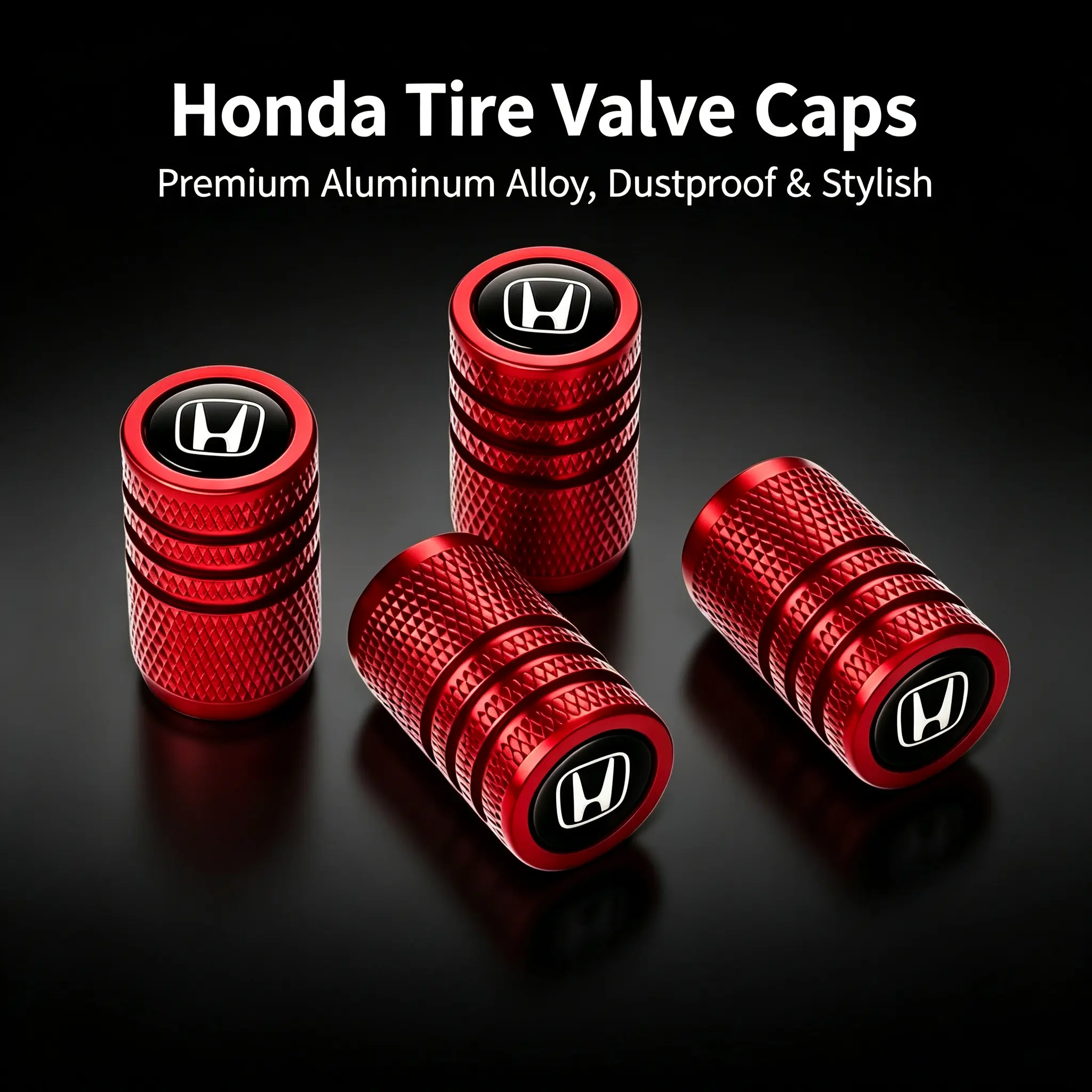 Honda drivers, upgrade your ride with these custom logo aluminum tire valve caps! Fits Civic, CR-V, Accord & more. Durable metal protects stems, while the emblem adds a sporty touch. Quick install for a simple yet effective style upgrade.
