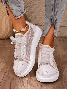 New Spring Summer 2026 Round Toe Thick Sole Low Top Lace Up Sport Shoes, Casual Outdoor Running Sneakers, Large Size Single Shoe, Sporty Running Shoes