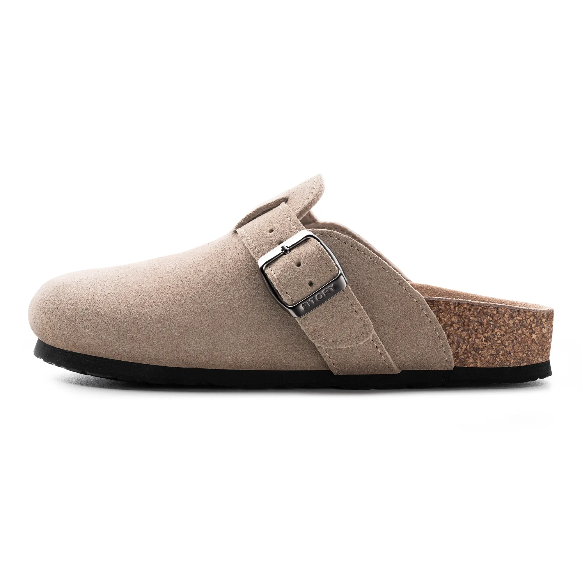 FITORY Breathe I Women's Suede Clogs, Comfortable Platform Elevated Shoe with a Cork Footbed and Adjustable Strap, Footwear