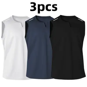 Multi-pack American vintage heavyweight men’s tank tops — solid color, loose fit, plus size, breathable for summer, sleeveless base layer suitable for sports/fitness and hurdles