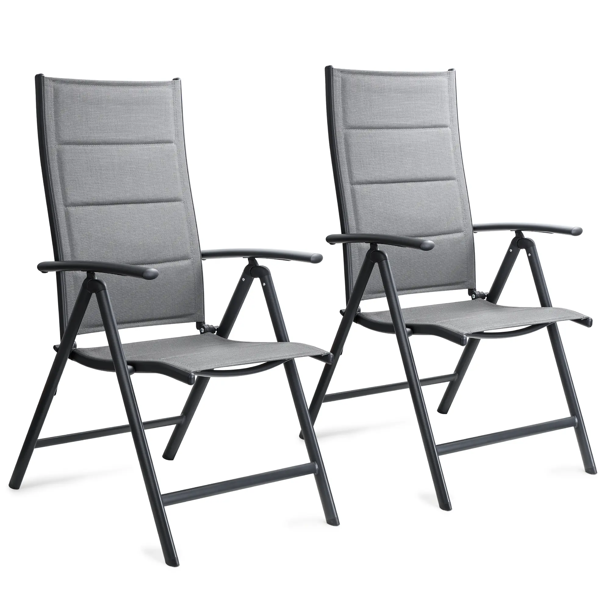 NORTHCAPTAIN 2 Pack Folding Boat Deck Chair, Aluminum 7-Position Adjustable Recliner, Fast Dry Padded Textilene High Back Chair, Non Slip Design for Yacht Deck Poolside Patio Outdoor Indoor