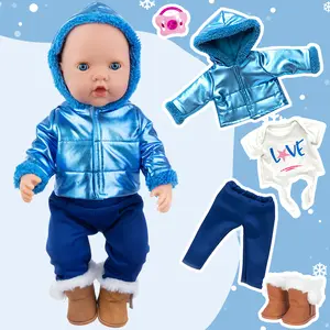 DEARBEI 18 inch simulation reborn doll, realistic baby doll, blue clothing set, including doll, pacifier, jacket, lining, pants, shoes, children's toys, dress up game, birthday party gifts