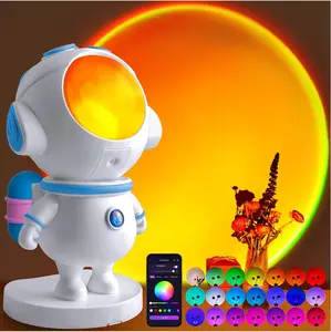 Astronaut Sunset Lamp Projector - 720° Magnetic Rotating High-Brightness RGB LED Night Light, 16M Colors Smart APP Control, Quirky Robot-Shaped Modern Decor, Unique Space Gifts for Kids, High-Brightness Novelty Lighting, Quirky Novelty Lighting
