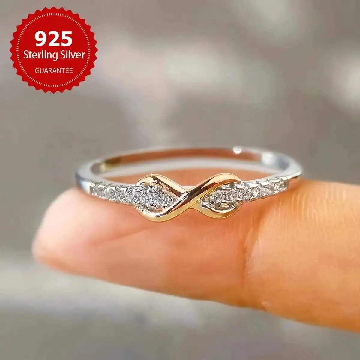 Women's 925 Silver 8-Shaped Ring - 1pc Simple Cute Color Separation Design Art Decoration Style, High-Quality Anniversary Gifts Exquisite Jewelry for Weddings, Engagements, Parties