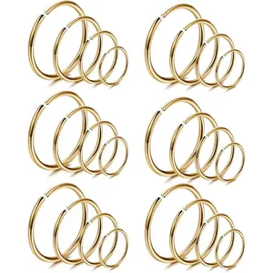 CASSIECA Unisex Geometric Body Jewelry Set - 18/24Pcs Hypoallergenic 316L Surgical Stainless Steel Nose Piercing, Dainty Hoop, Body-Safe Pieces for Cartilage Tragus Helix Summervibes, Body-Safe Piercing Jewelry