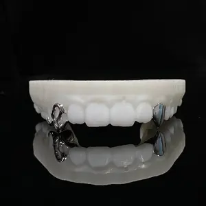 Custom Hiphop Y2K Fangs Teeth Grillz 925 Silver Grillz Phonk Plain Teeth Grill