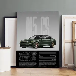 Wooden Framed Canvas, BMW M5 CS High Performance Model Appreciation Poster, Modern Art, Hanging Wall Art, Fashion Poster, Living Room Bedroom Decoration, Hallway Office Mural, Kitchen, Home Poster, Ideal Gift, High Definition, Waterproof