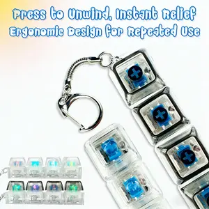 Keyboard Fidget Keychain with Led Lights,Moyahouseshop,4-in1 Stress Relief Clicker Toy，Fun Gifts for Friends, Teens &Adults