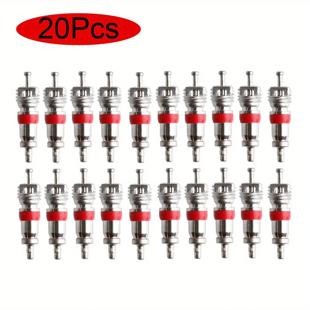 20Pcs/Set Nickel Plated Metal Spring Loaded Car Tire Valve Core Replacement Parts - Seal Attached, DIY Repair, Easy Install, Universal for Any Vehicle Auto Accessories, Multi-Vehicle