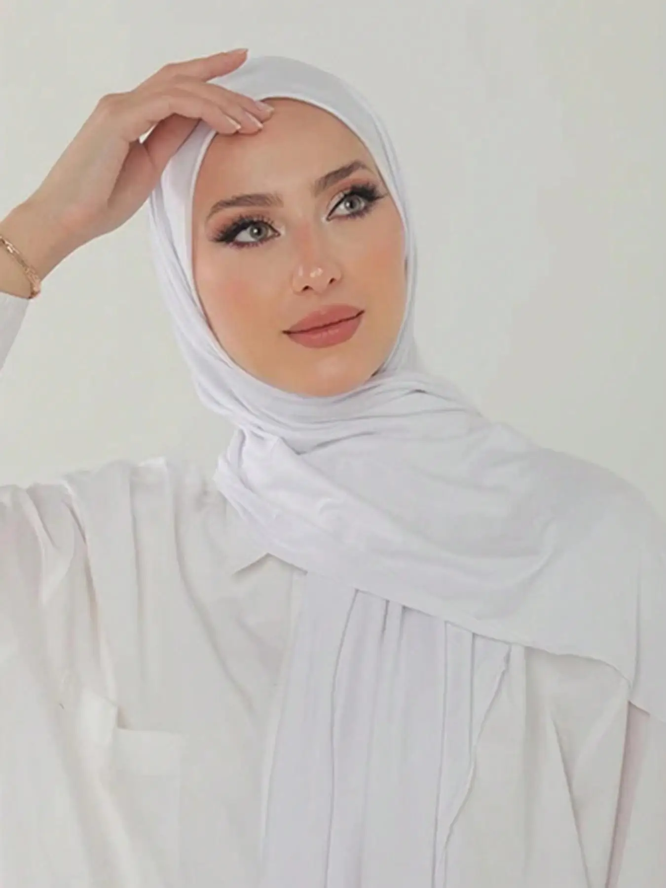 Women's Fashion Solid Color Hijab Scarf, Soft Islamic Head Wrap, Multifunctional Sun Protection Shawl, Casual Beach Cover-Up