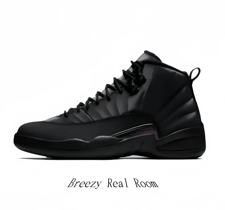 Black Leather Performance Sneakers with Black Midsole & Outsole | Durable High-Top Shoes for Basketball & Casual Wear