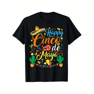 Happy Cinco de Mayo Fiesta Mexican Party 5 De Mayo Men Women T-Shirt for Men Women Couple Trendy Cotton Tops Short Sleeve, Street Style Short Sleeve Tee, Comfort Tee, Casual Summer Tee, Must-have