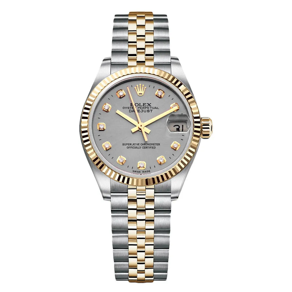 Rolex Datejust 31mm 68273 Two-Tone Steel & Yellow Gold Custom Grey Dial Fluted Bezel WHP042701