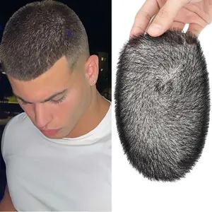 15x20cm Short Buzz Cut Wig Toupee For Men Human Hair Topper PU Thin Skin Replacemen System