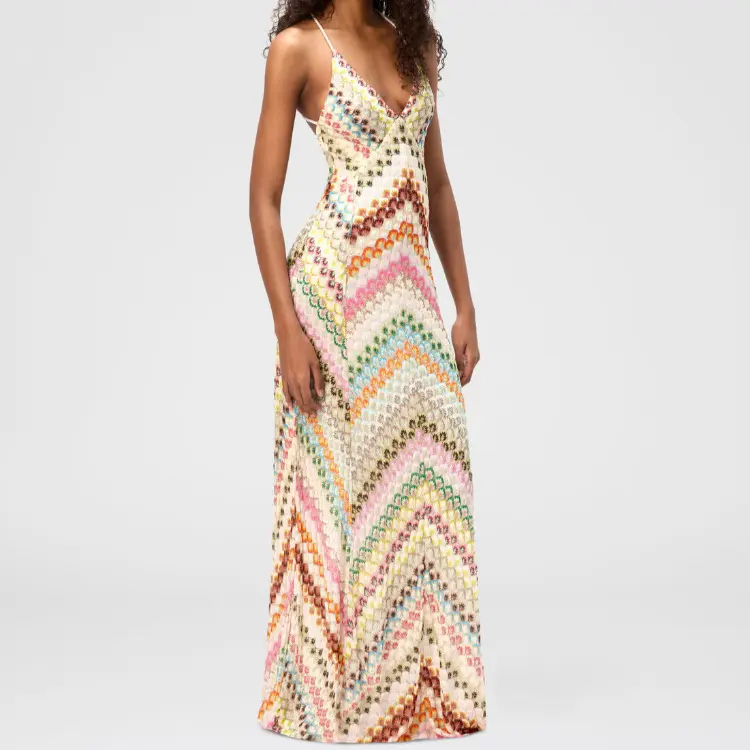 2026 new style women's dress patchwork long formal gown lace cami dress hand crocheted elegant evening party prom dress