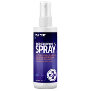 Pet MD Hydrocortisone Spray for Dogs, Cats, Horses - Itch Relief Spray & Hot Spot Treatment for Dogs, Irritated Dry Itchy Skin, Allergies, and Dermatitis - Reduces Topical Inflammation - 4 oz