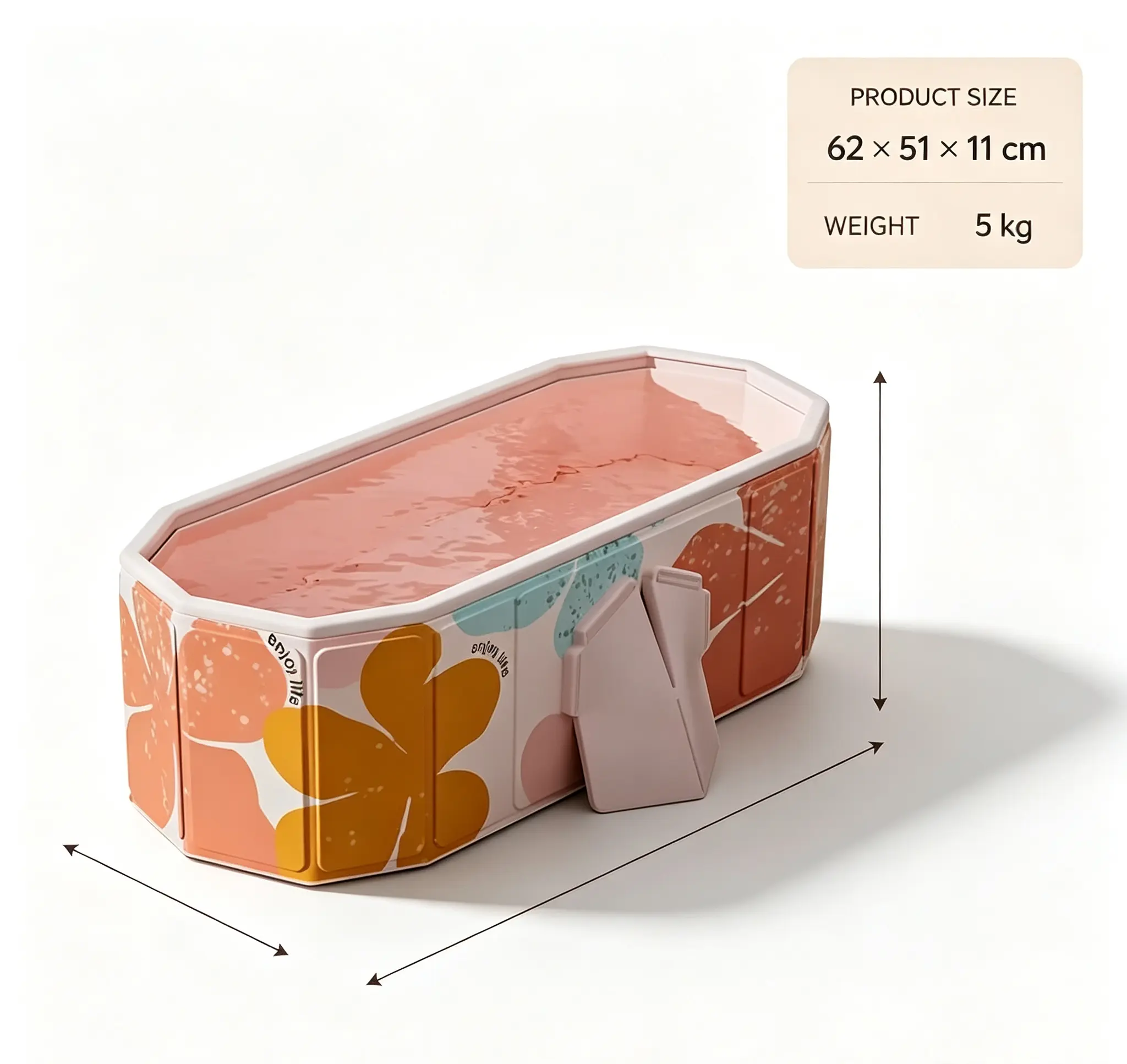 Foldable Home-Spa Bathtub, Space-Efficient Portable Freestanding Soaking Tub for Apartments and Outdoor Use with Convenient Storage