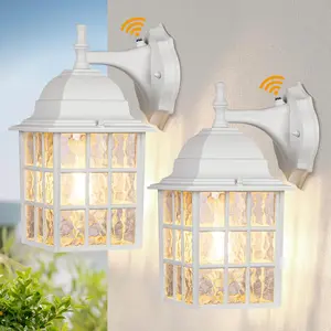 Dusk to Dawn Outdoor Lighting Fixtures - Sensor Exterior Lights, White Porch Lights, Waterproof Wall Lanterns for Garage, Front Door