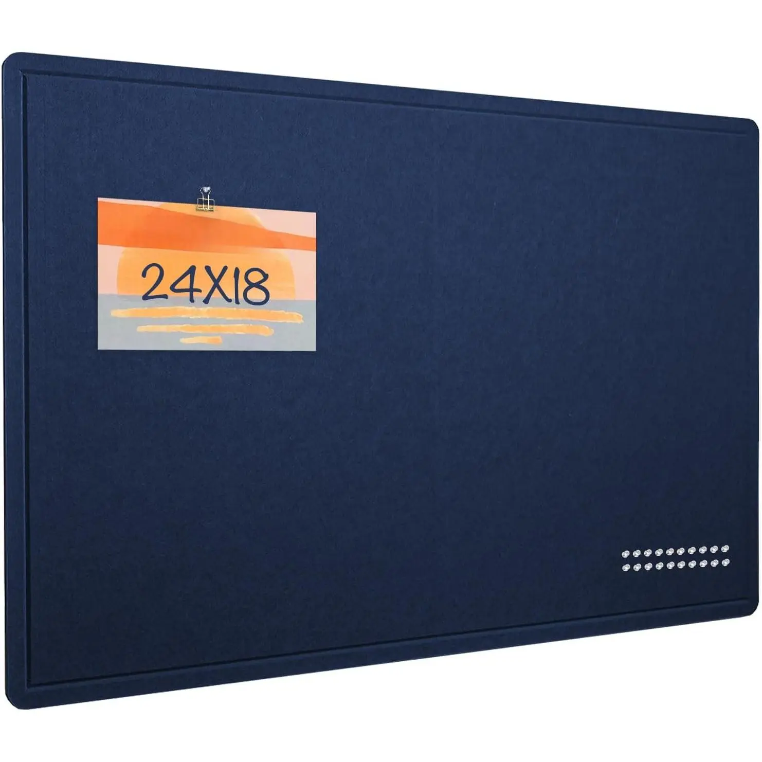 Bulletin Board, 24 x 18 inches Felt Board Decorative Pin Board, Cork Board Alternative for Wall, Foldable Photo Board Self-Adhesive Vision Board Mood Board with 20 Pushpins - Dark Blue