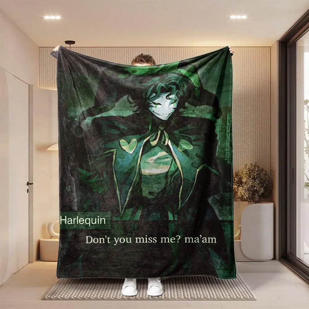 1pc Green and Black The Freak Circus Harlequin Clown Handsome Romantic Love Quote Fan Illustration Blanket, Office Nap Blanket, Sofa Throw Blanket, Air Conditioning Blanket, Thin Spring and Autumn Blanket, Soft and Skin-Friendly Flannel Coral Blanket