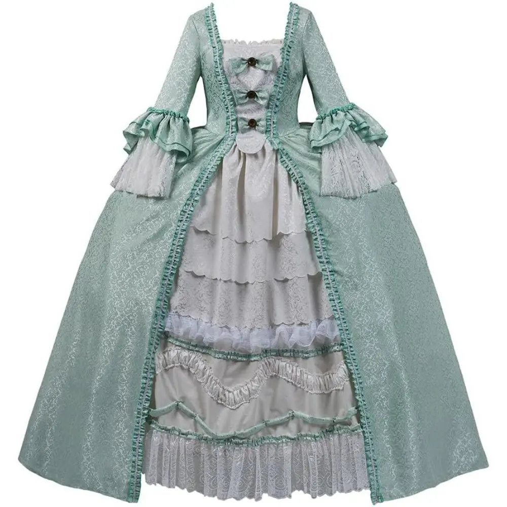 Women's 18th Century Marie Antoinette Baroque Formal-Fit 1-Piece Corset Gown, Hip-Enhancing Fabric, Elegant Skirt, 3Xl, Xxxl, 2Xl, Structured Bodice, Corset Lacing, Costume Parties, Dry Clean, Ball, Lace