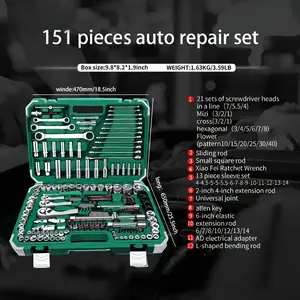 216/151/53/46 Piece Car Repair Tool Set with Portable Handle - Professional Steel Car Tools Suitable for Mechanics, Truck and Motorcycle Maintenance, Home DIY, Includes Ratchet Wrench Set and Screwdriver
