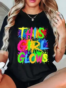 100% Cotton This Girl Glows Cute Women Girls Tie Dye Party Funny Team T-Shirt 100% Cotton This Girl Glows Cute Women Girls Tie Dye Party Funny Team T-Shirt
