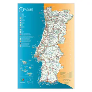 Large Scale Tourist Map of Portugal - Portugal Poster - Home Decor