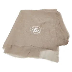 Pre-owned CHANEL Cashmere Small Leather Goods Logo Modal Stole