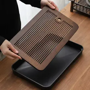 Home Simple Small Tea Tray, Water Storage Type Bamboo Tea Seat, Round Tea Tray, Coffee Table, Dry Bubble Table, Tea Set Holder