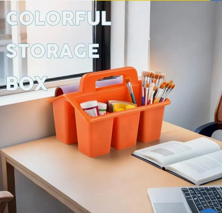 6-Pack Lightweight Plastic Classroom Caddy Storage Basket with Carry Handle, Household Organiser for Arts, Office Crafts, Storage Boxes