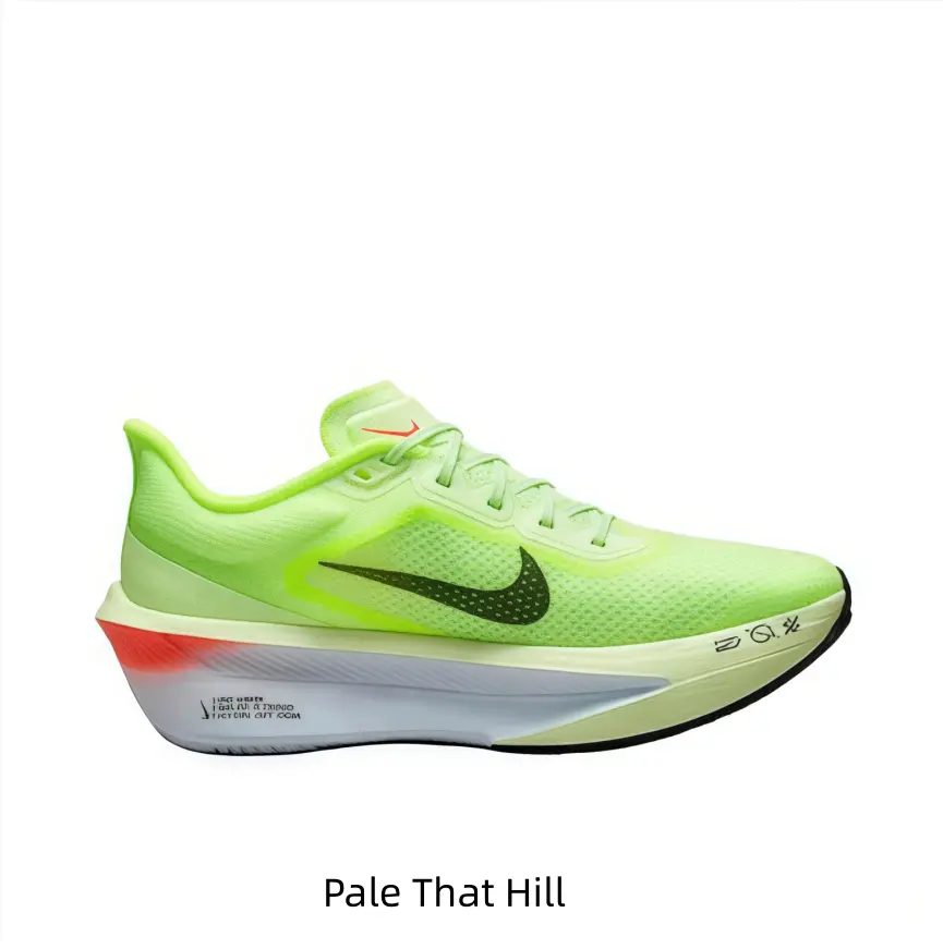 Bright lime neon collectible sneakers, breathable mesh upper with gradient grey and orange wedge cushion sole