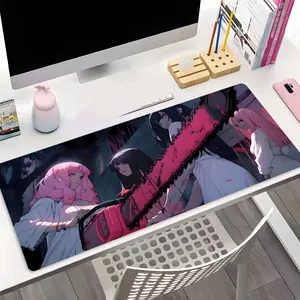 Gothic Anime Girl Chainsaw Dark Horror Design Extra Large Gaming Mouse Pad, Desktop Decoration Protection Pad, Rubber Pad Non-slip Lock Edge Work Pad, Multi-size Mousepad Suitable For Laptop, Desktop Computer Games, Work, Desk Accessories