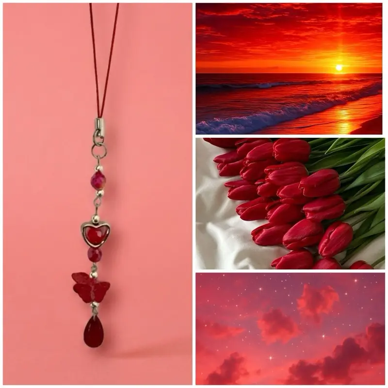 Y2K Red Teardrop Phone Charm Strap for Mobile Phone Cameras Accessories