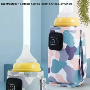 Portable USB Rechargeable Baby Bottle Warmer Set, Low Voltage Operation, Includes Insulated Bottle & Spoon, Ideal for Feeding