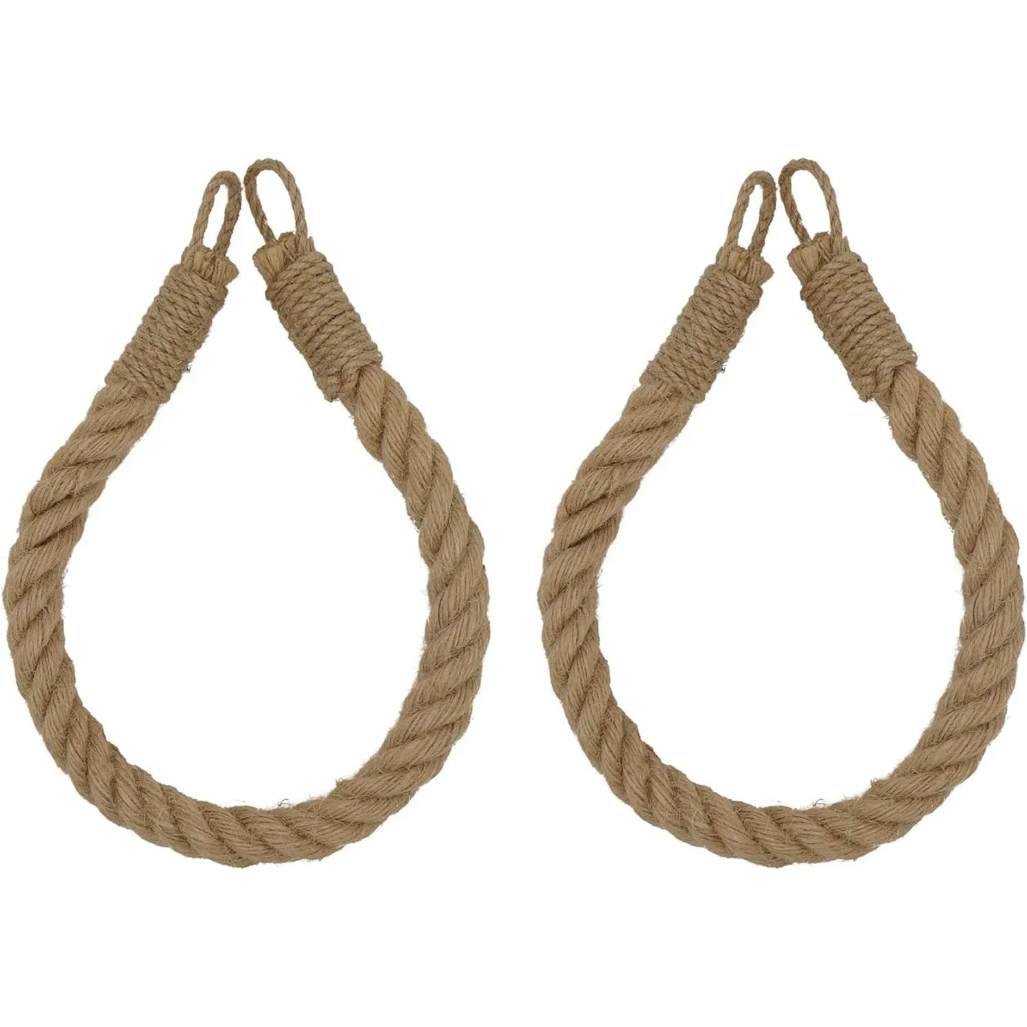 2 x Retro Hangable Corded Natural Jute Nautical Ropes (20 in, 1.18 in Thick Diameter, Ropes Only) - Beach-Inspired Bathrooms Wall-Mount Toilet Paper Holder, Customizable DIY Supply Accessory, 1.18 In Thick Rope Diameter