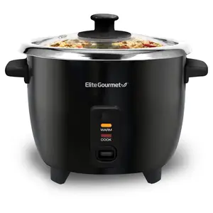 Elite Gourmet 6-cup Rice Cooker with  Stainless Steel Pot