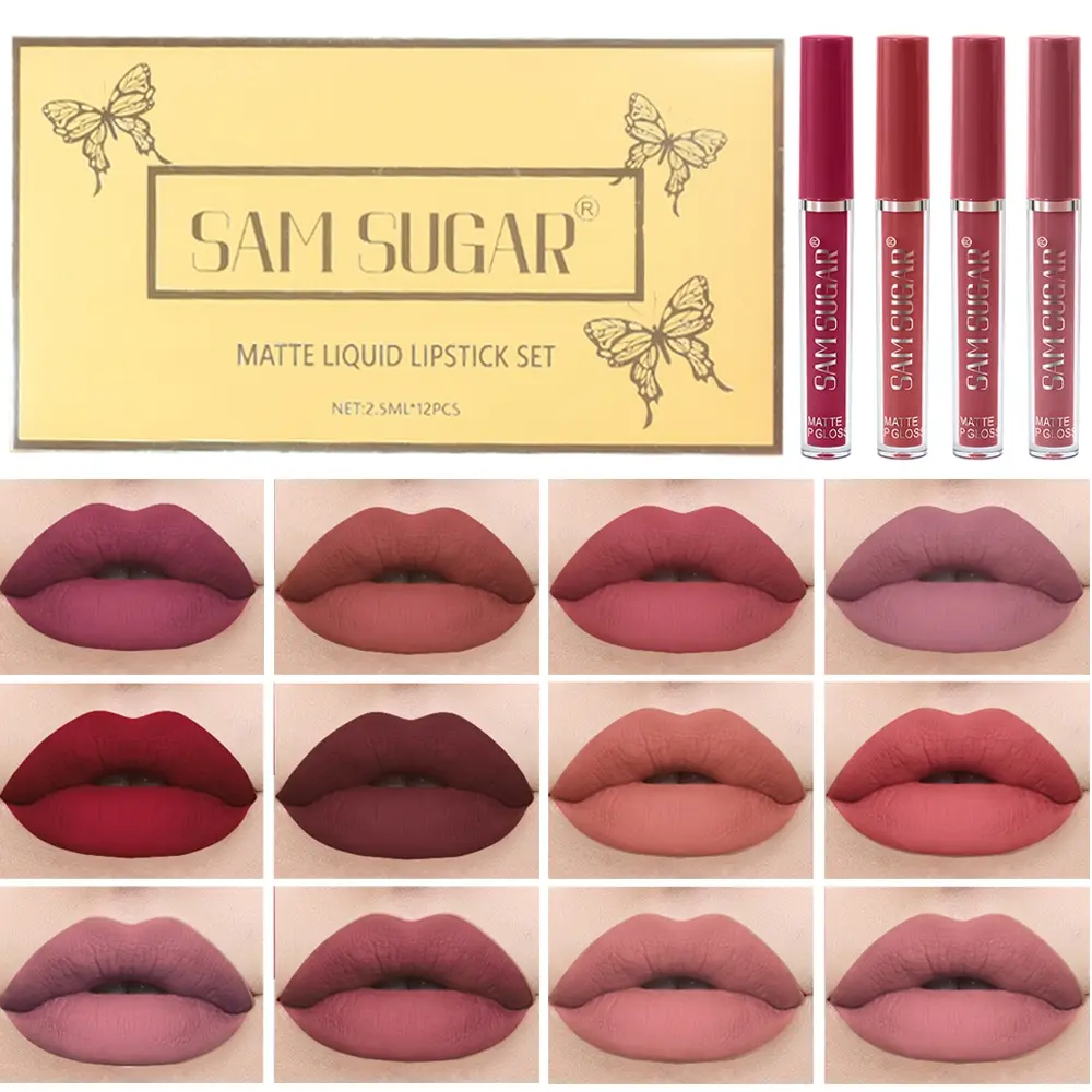 Velvet matte lip kit, waterproof, smudge-proof, smooth application, long-lasting, matte lip color, Individual Lipsticks