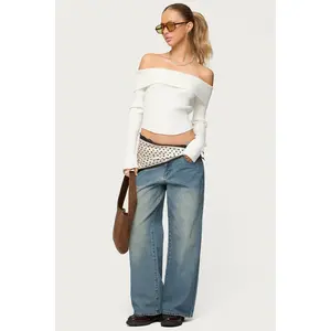 Petite Magda Acid Wash Low Rise Baggy Jeans