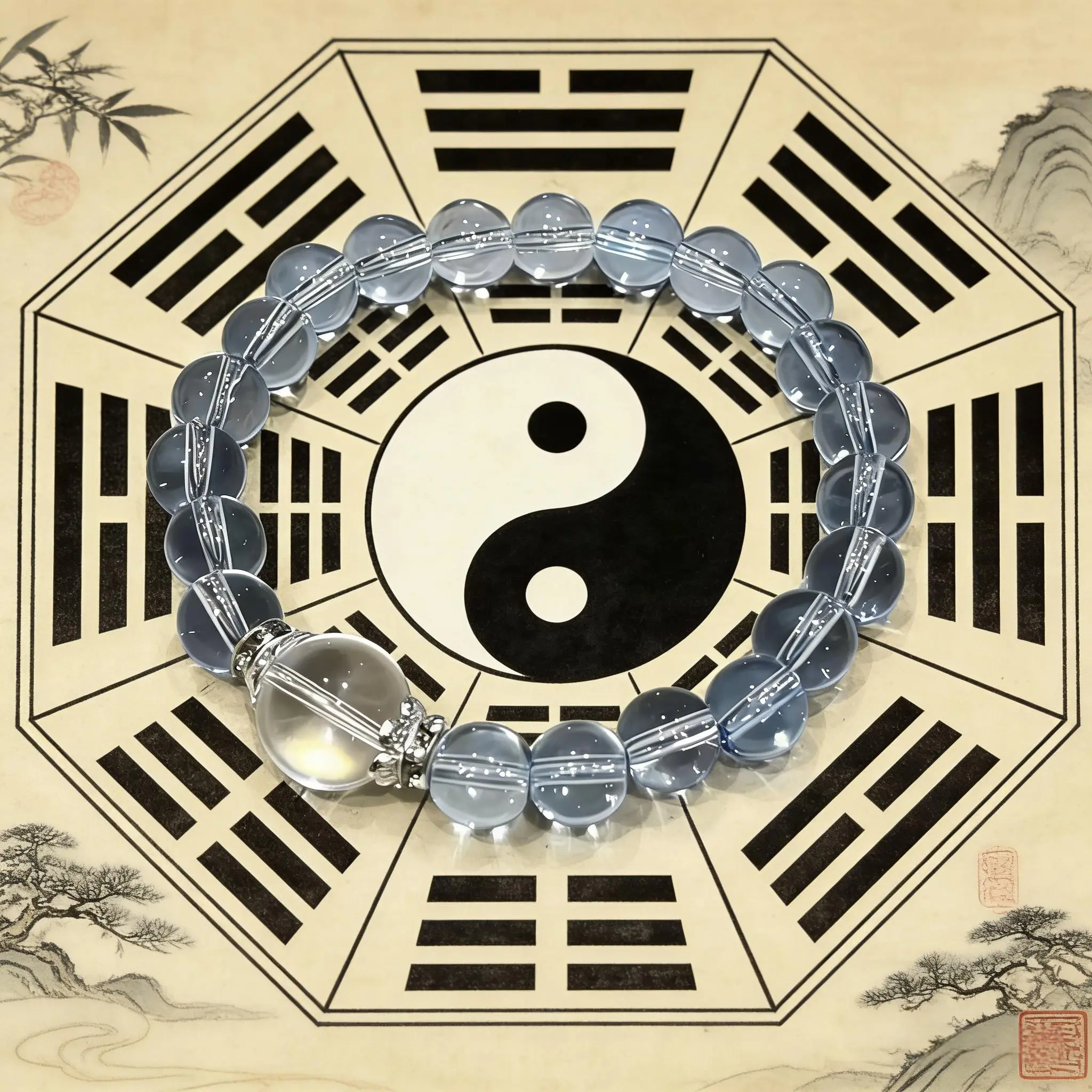Authentic Taoist purification bracelet - crystal bead talisman, bringing positive energy and balance; Suitable for sleep, energy protection, health, and mental peace.