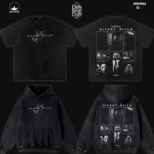 Silent Hills P.T. Hideo Kojima Tribute Shirt, Vintage Acid Wash Horror Game Hoodie, Retro 90s Psychological Horror Merch, Oversized Graphic Tee