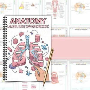 Human Anatomy Annotation Practice Book, Anatomical Learning Guide, Nursing Student Study Material, Anatomy Annotation Exercises, Anatomy Notebook, Office Supplies