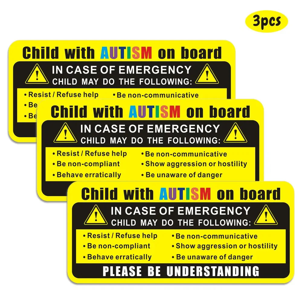 3pcs High Visibility Autism Awareness Car Stickers, Waterproof Emergency Response Decals, World Autism Day Accessories, Sticker for cars, Vehicle Decoration, Automotive Decals