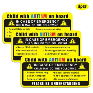 3pcs High Visibility Autism Awareness Car Stickers, Waterproof Emergency Response Decals, World Autism Day Accessories, Sticker for cars