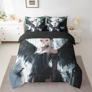 Anime Girl Bedding Set,7 Piece ,Kawaii Japanese Anime Comforter Bed Set,Kids Boys Teens Adult,Cartoon Girl Bed Bag,Japan Animation Sheet Set,Machine Bed Set