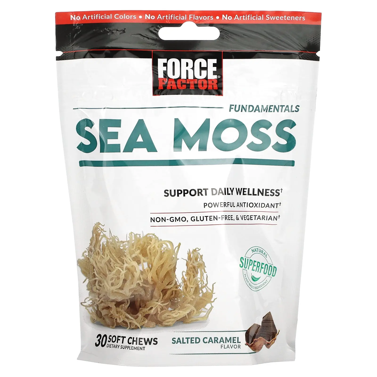 Force Factor Fundamentals, Sea Moss, Salted Caramel, 30 Soft Chews (250 mg per Chew)