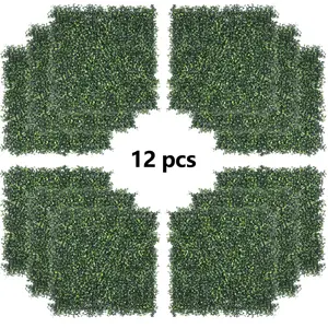 Segawe 12Pcs 19x19in Square Weatherproof PE/PP Mesh Artificial Boxwood Panel Hedge Plants, Garden Decor, Outdoor & Backyard Garden Accessories for Fence, Screen Wall,summerwins