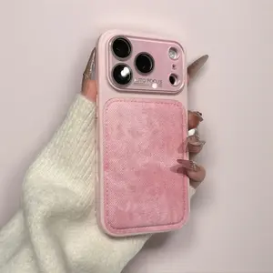 Denim Handheld Smartphone Cover - Customized Cellphone Accessories with 17-in Large-View Lens Protector Film, Screen Protector, Stylish Design for iPhone 17/16/15/14 Pro Max, Enhances Outdoor Visibility