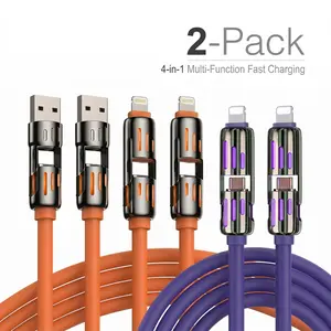 Universal 4-in-1 Multi USB Charging Cable with USB A,Type C,Lightning-MAX 240W Fast Charging&Data Sync for iPhone17&Samsung Chargers Durability