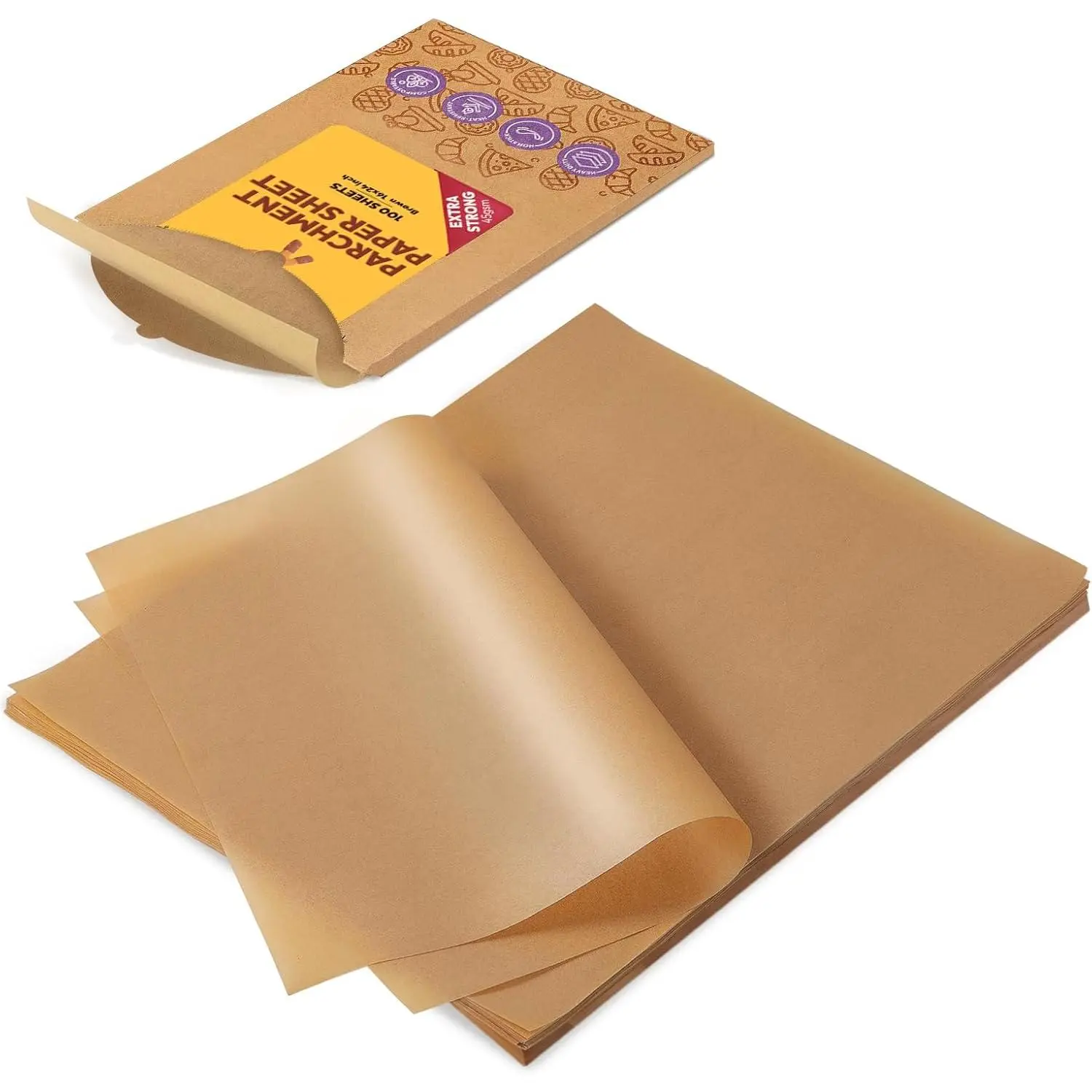 16x24 Inch Parchment Paper Sheets, 100 count Non-Stick Precut Baking Parchment, Unbleached Parchment Paper for Baking, Cooking, Grilling, Frying and Steaming, Full Sheet Baking Pan Liners